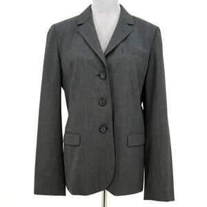 Banana Republic Jacket Womens 14 Gray Pinstripe Wool Blend Lined Blazer Career